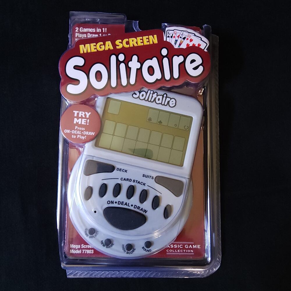 Mega Screen Solitaire 77803 Handheld Digital Game Classic Collection New OPEN